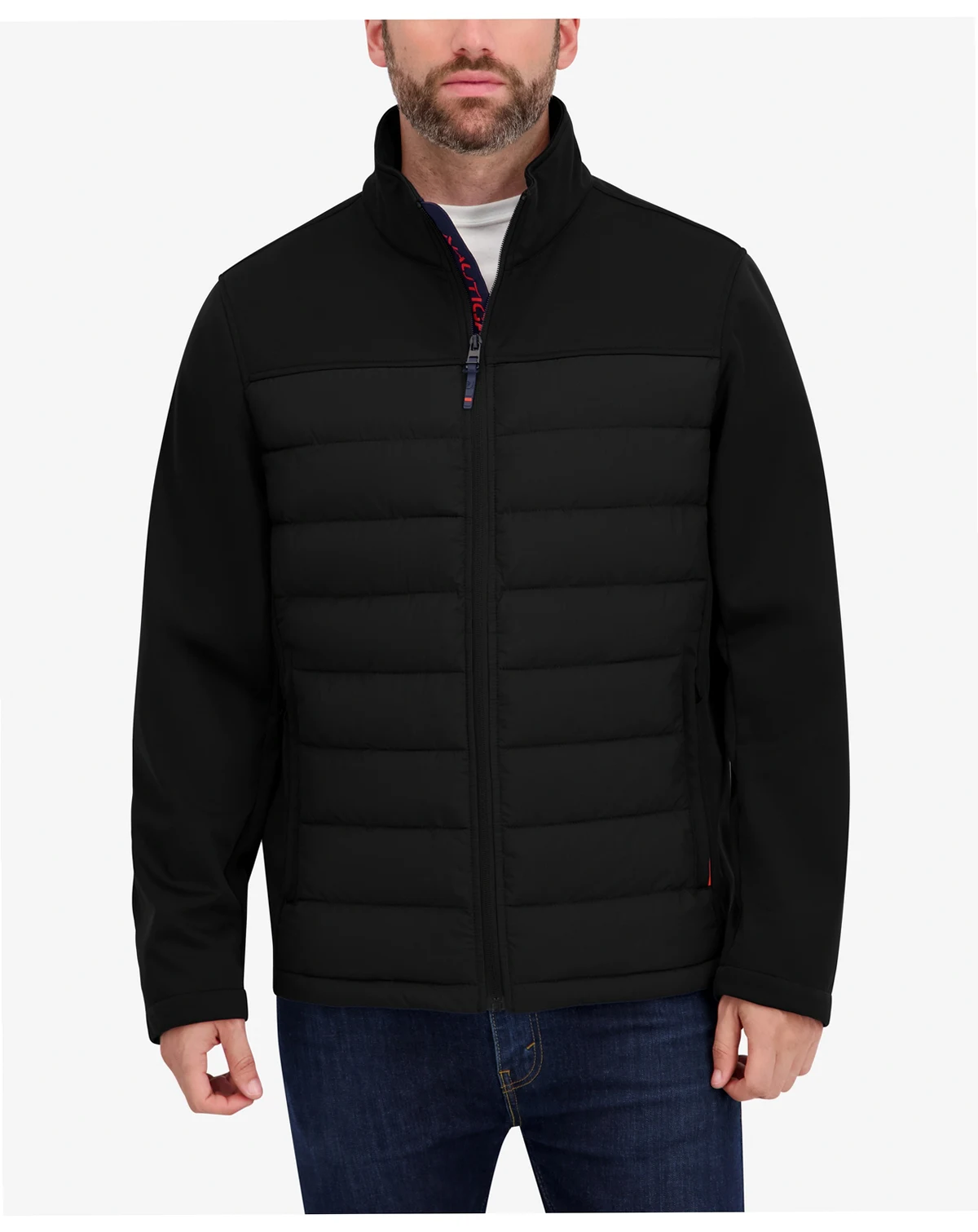 Men's Transitional Mixed Media Zip Front Jacket