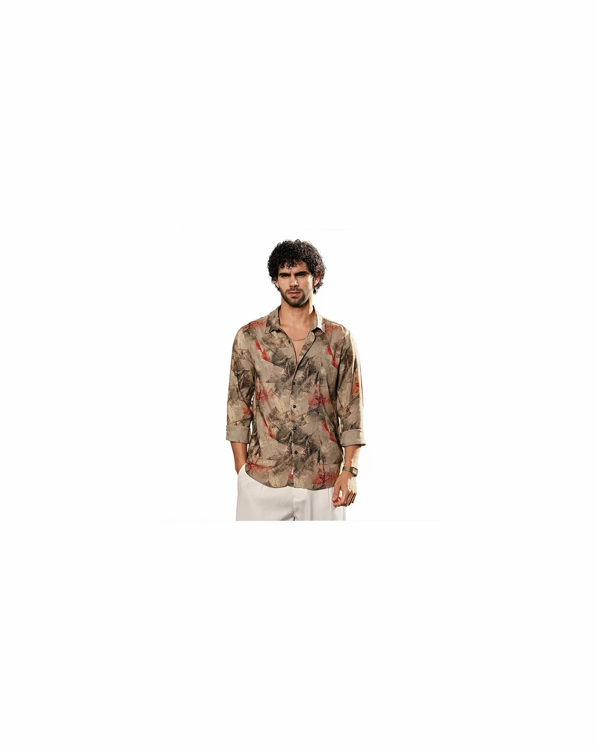 Men's Camel Beige Pigme-Strokes Shirt
