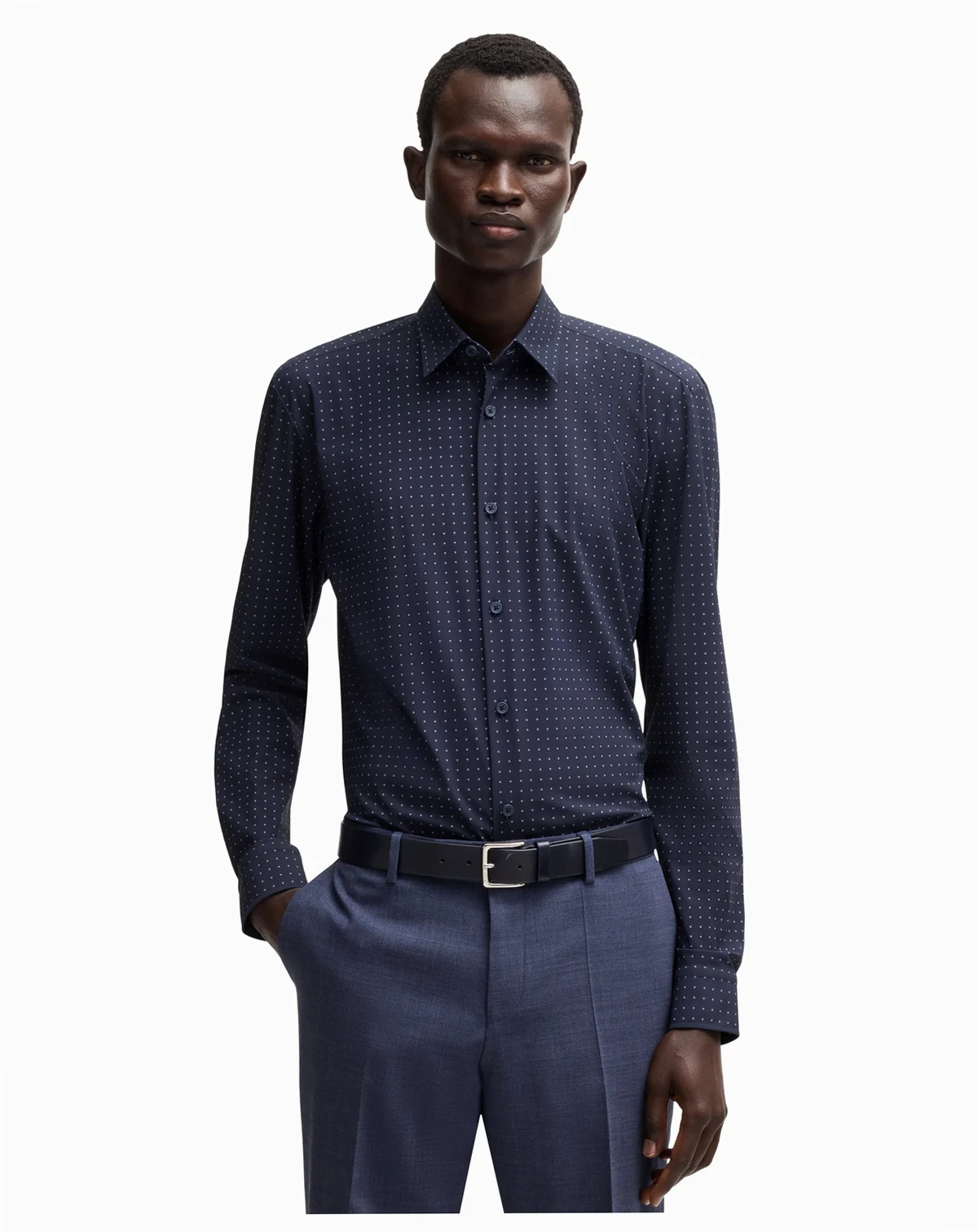 Men's Stretch Jersey Slim-Fit Dress Shirt
