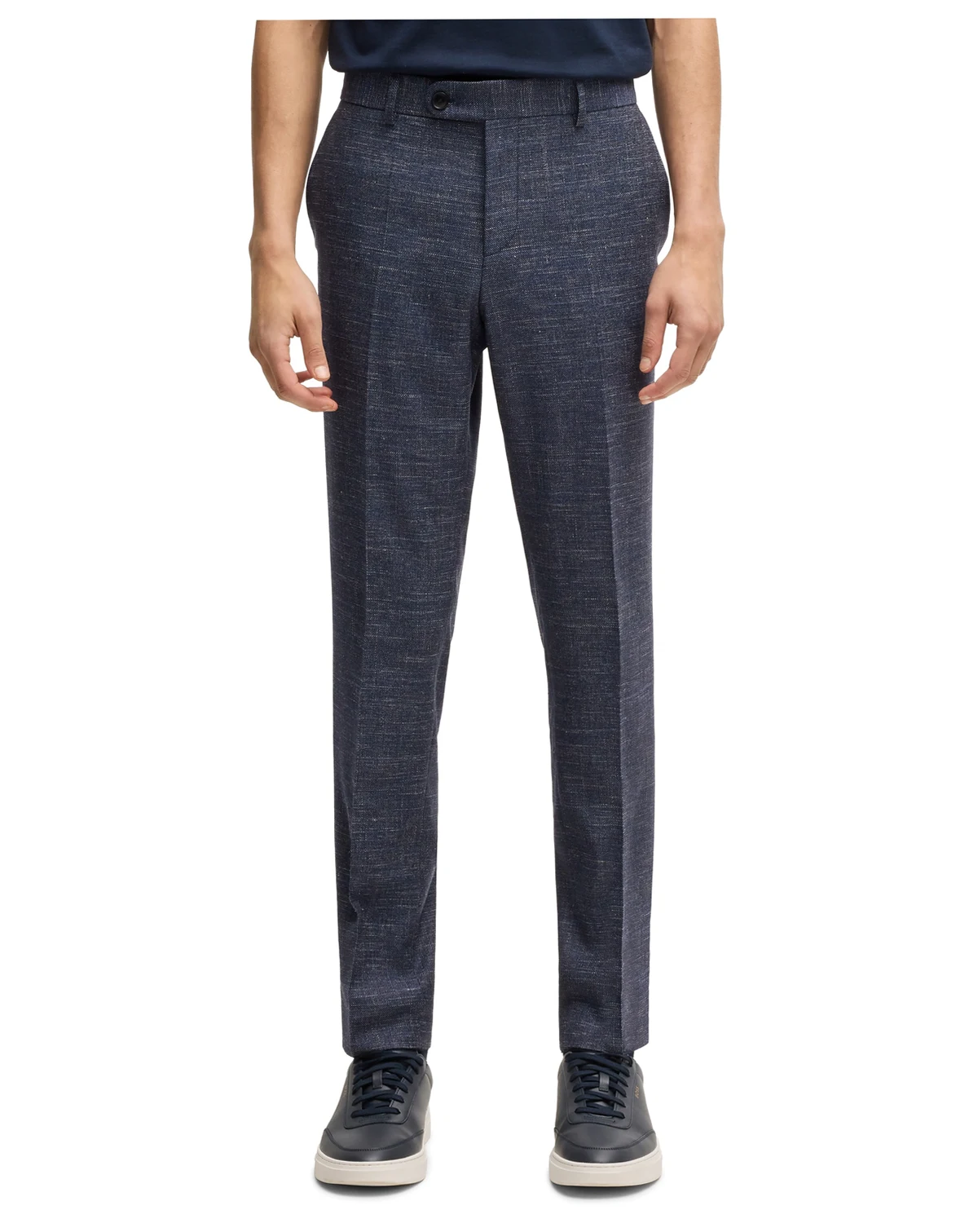 Men's Patterned Wool Blend Slim-Fit Trousers