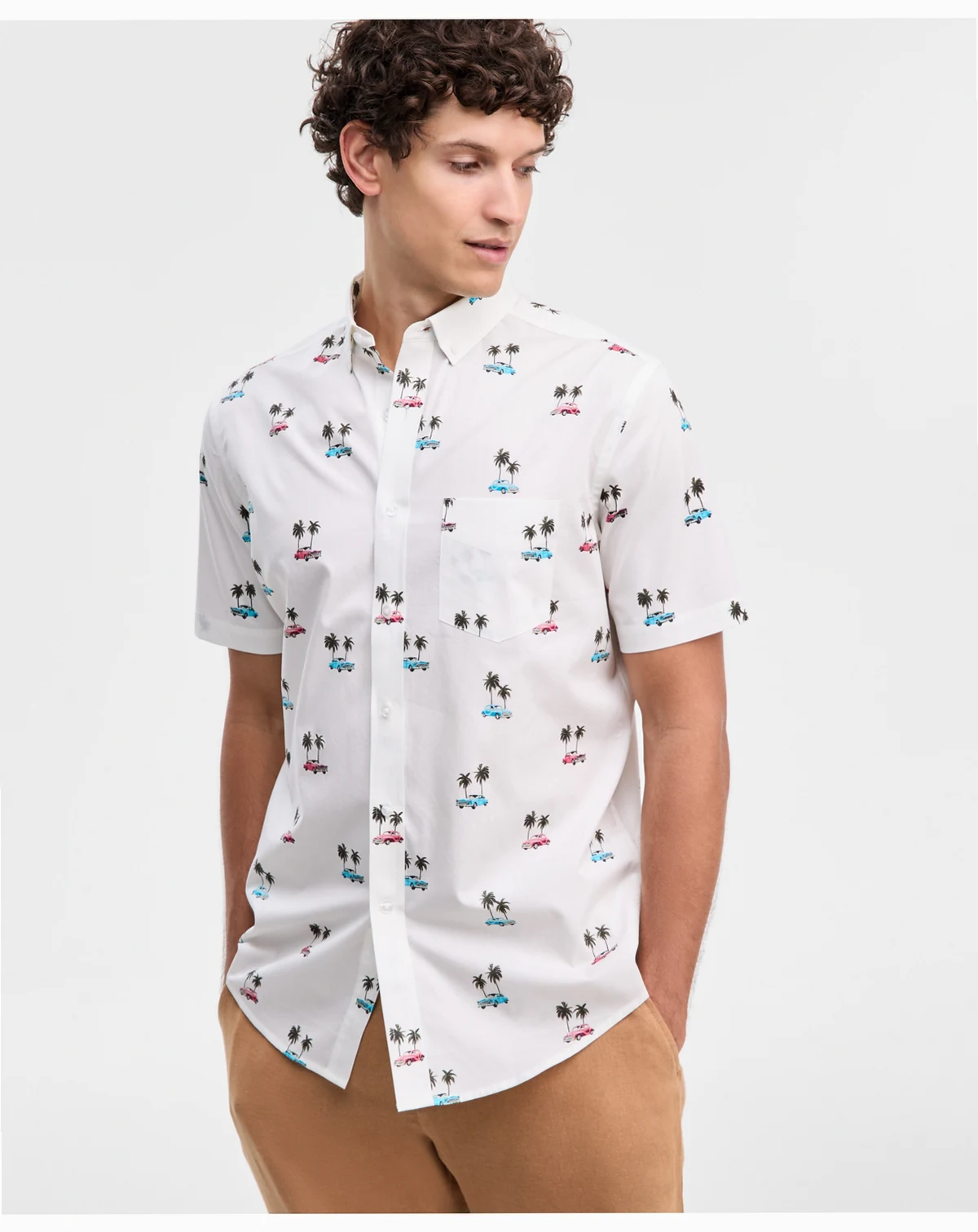 Men's Cotton Poplin Havana Button Shirt, Macy's Exclusive