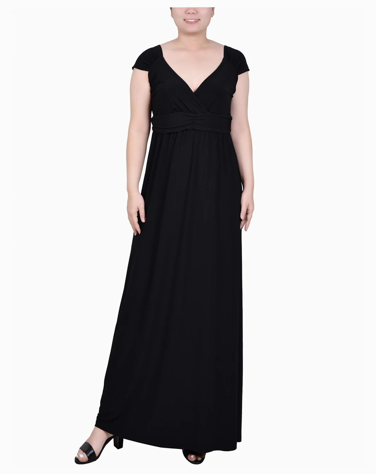 Petite Ruched Empire-Waist Maxi Dress