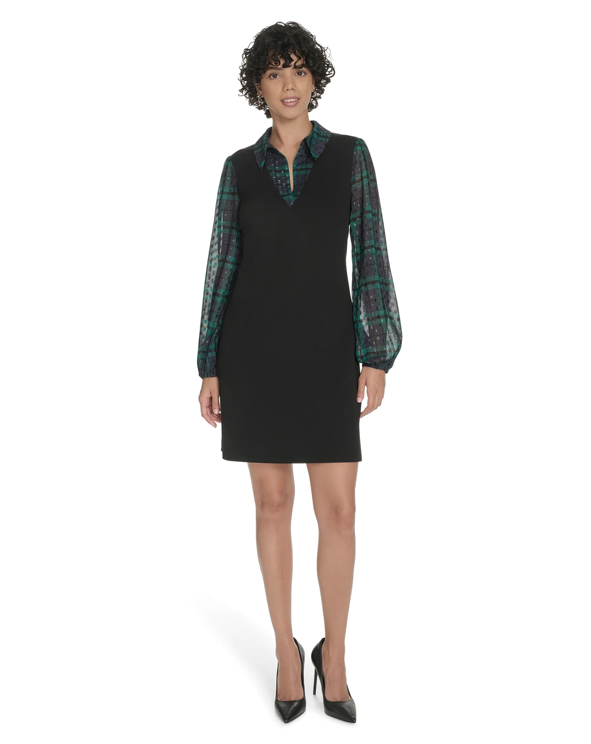 Petite Crepe Long Sleeve Dress