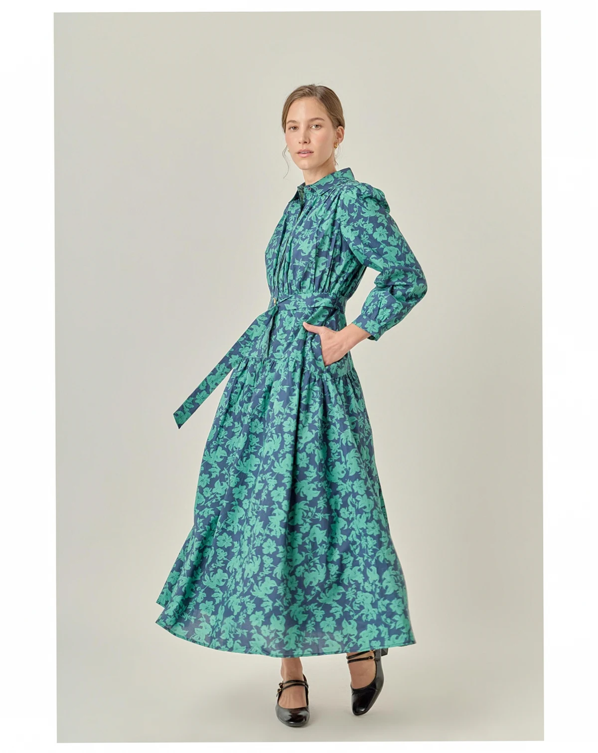 Petites Fall Printed Midi Dress