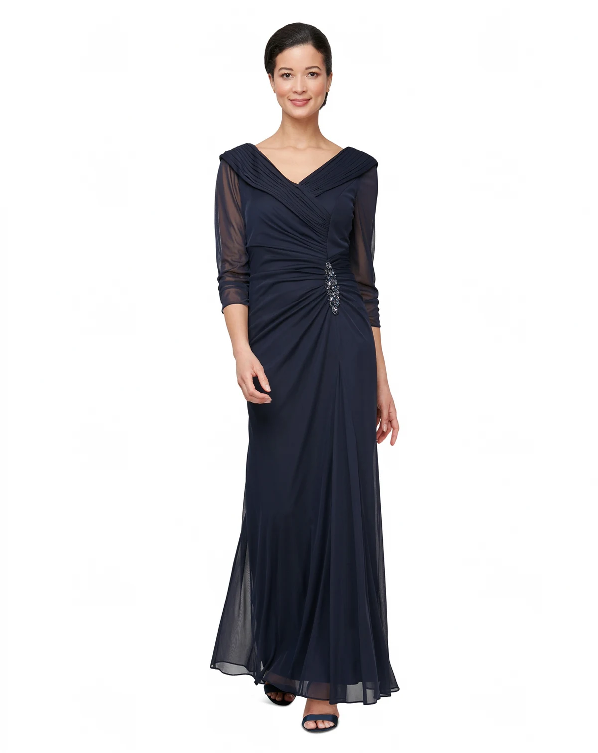 Petite Portrait Collar 3/4-Sleeve Gown