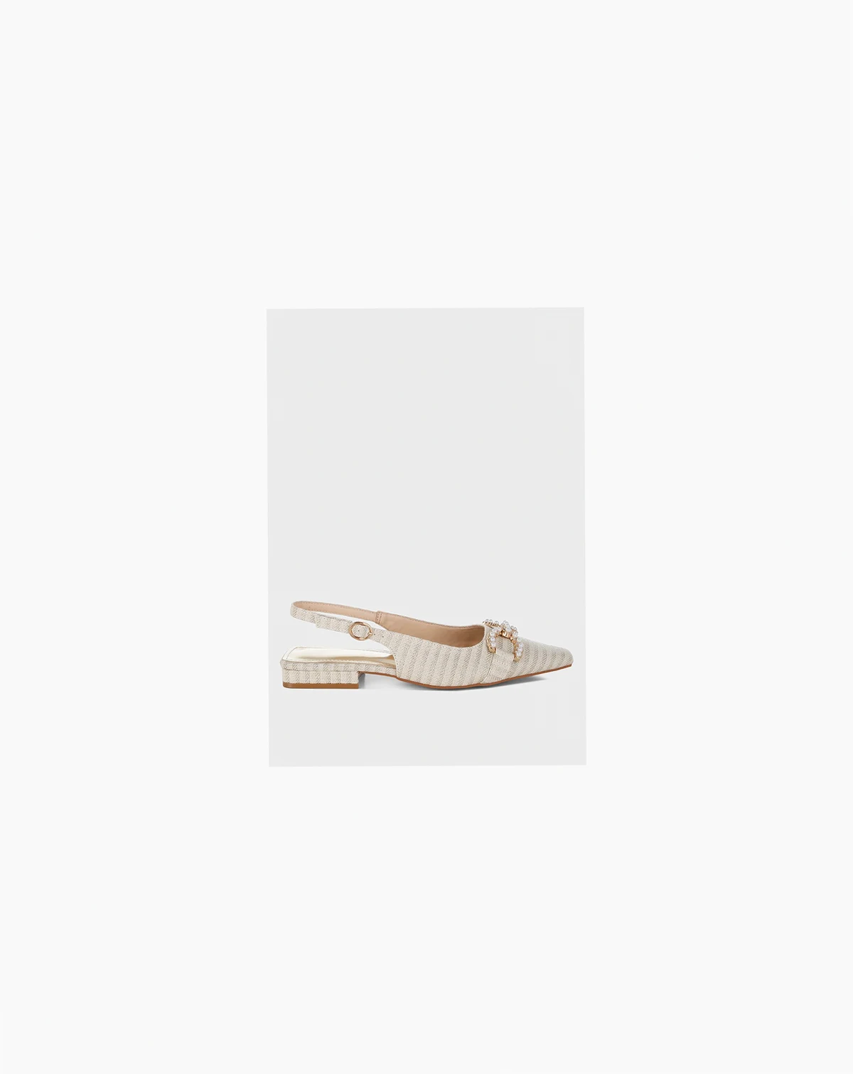 Womens Crina Pearl-Detailed Horsebit Woven Flats