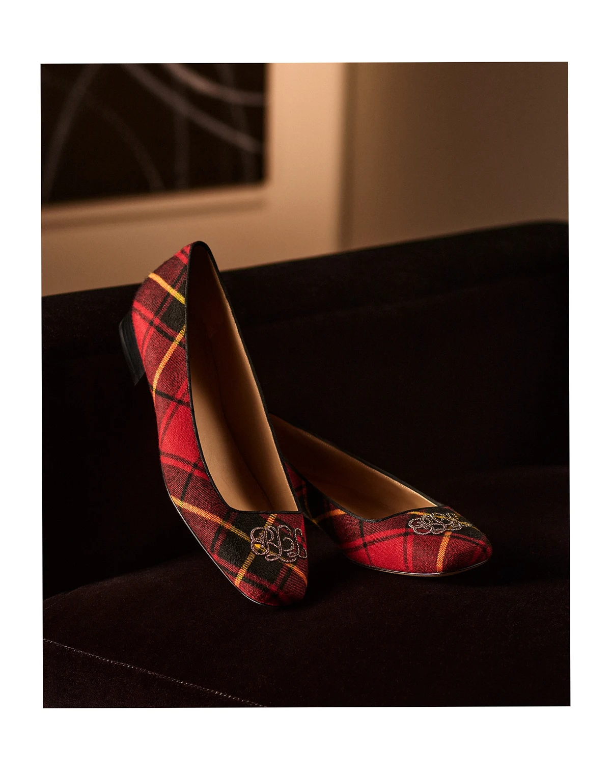 Women's Emellie Embroidered-Logo Ballet Flats