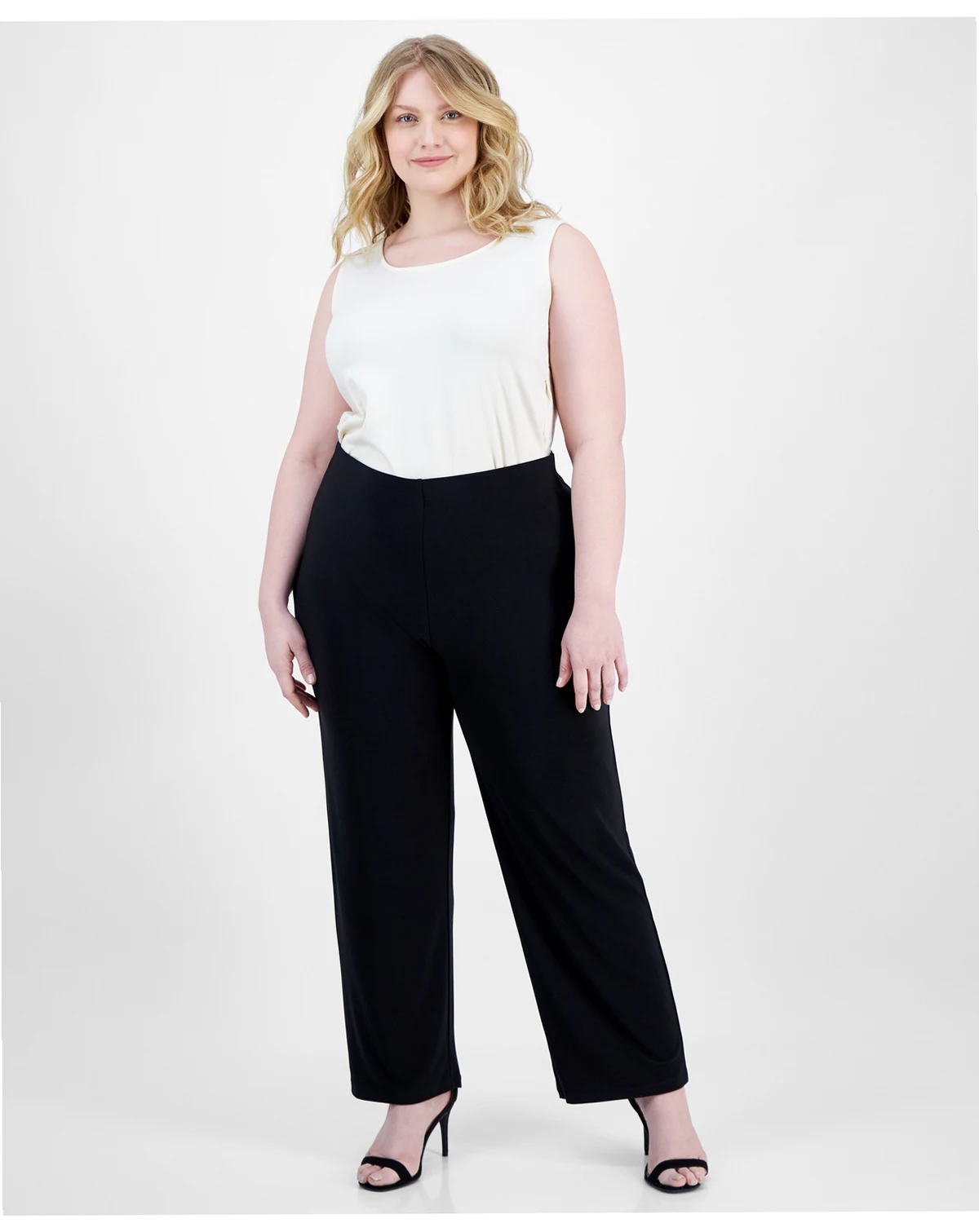 AK Anne Klein Plus Size Pull-On Mid-Rise Straight-Leg Pants