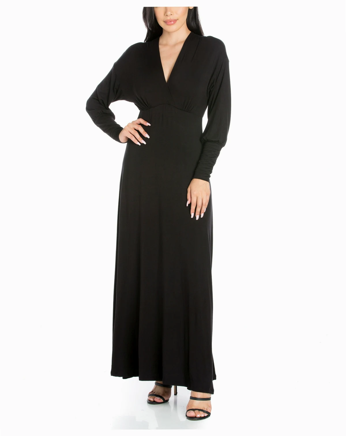 Women's V-Neck Long Sleeve Maxi Dress