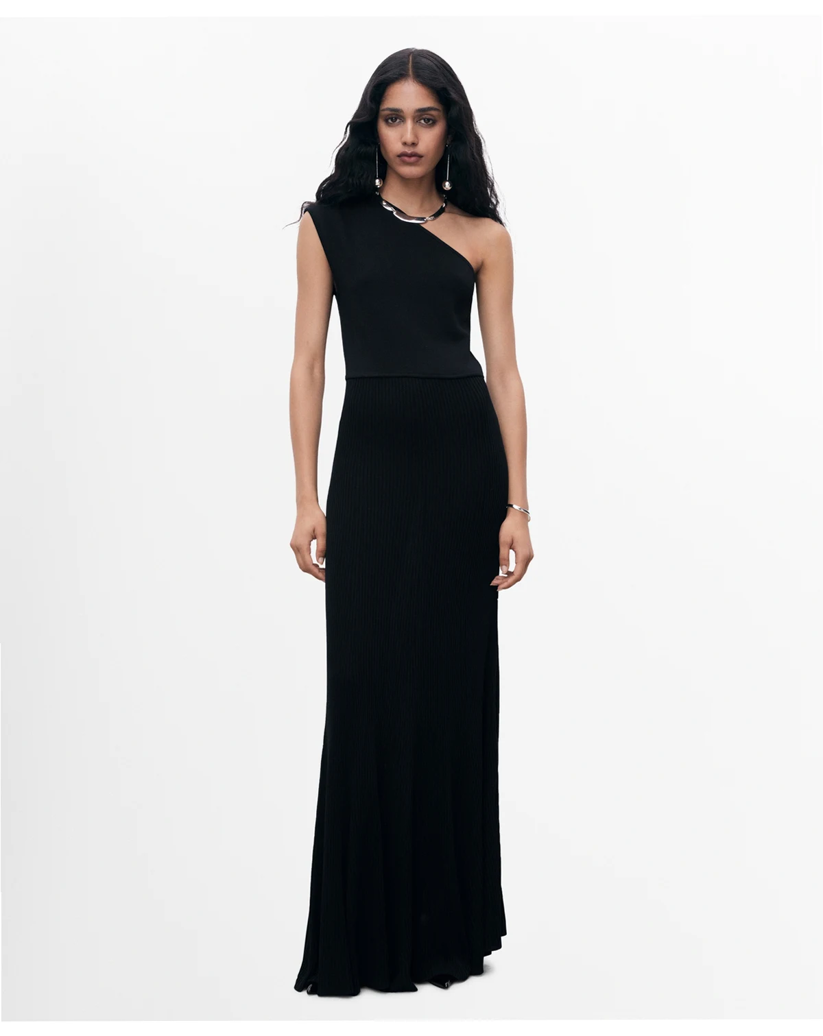 Women's Asymmetrical Combined-Knit Dress