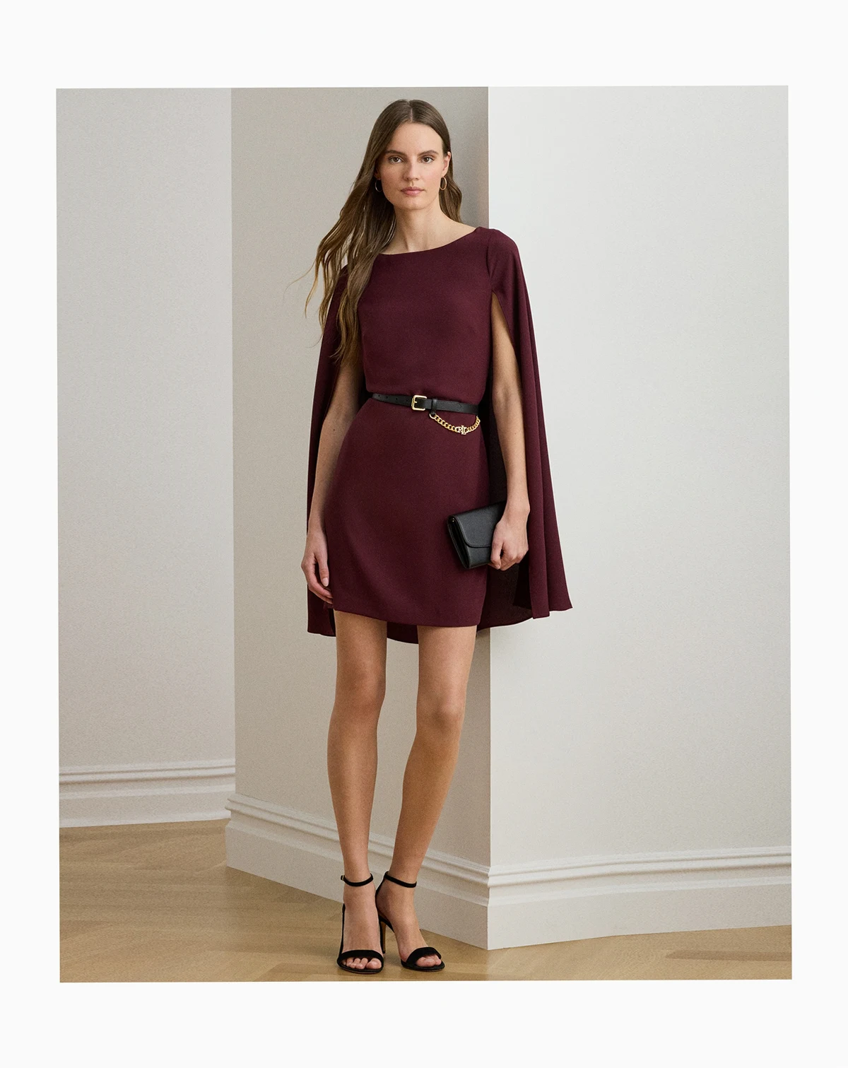 Women's Caped Crew Neck Cocktail Dress