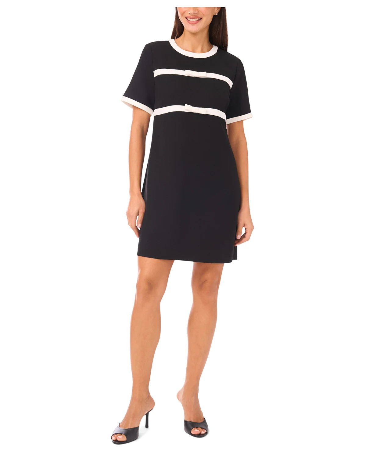 Women's Short-Sleeve Dress with Combo Bows