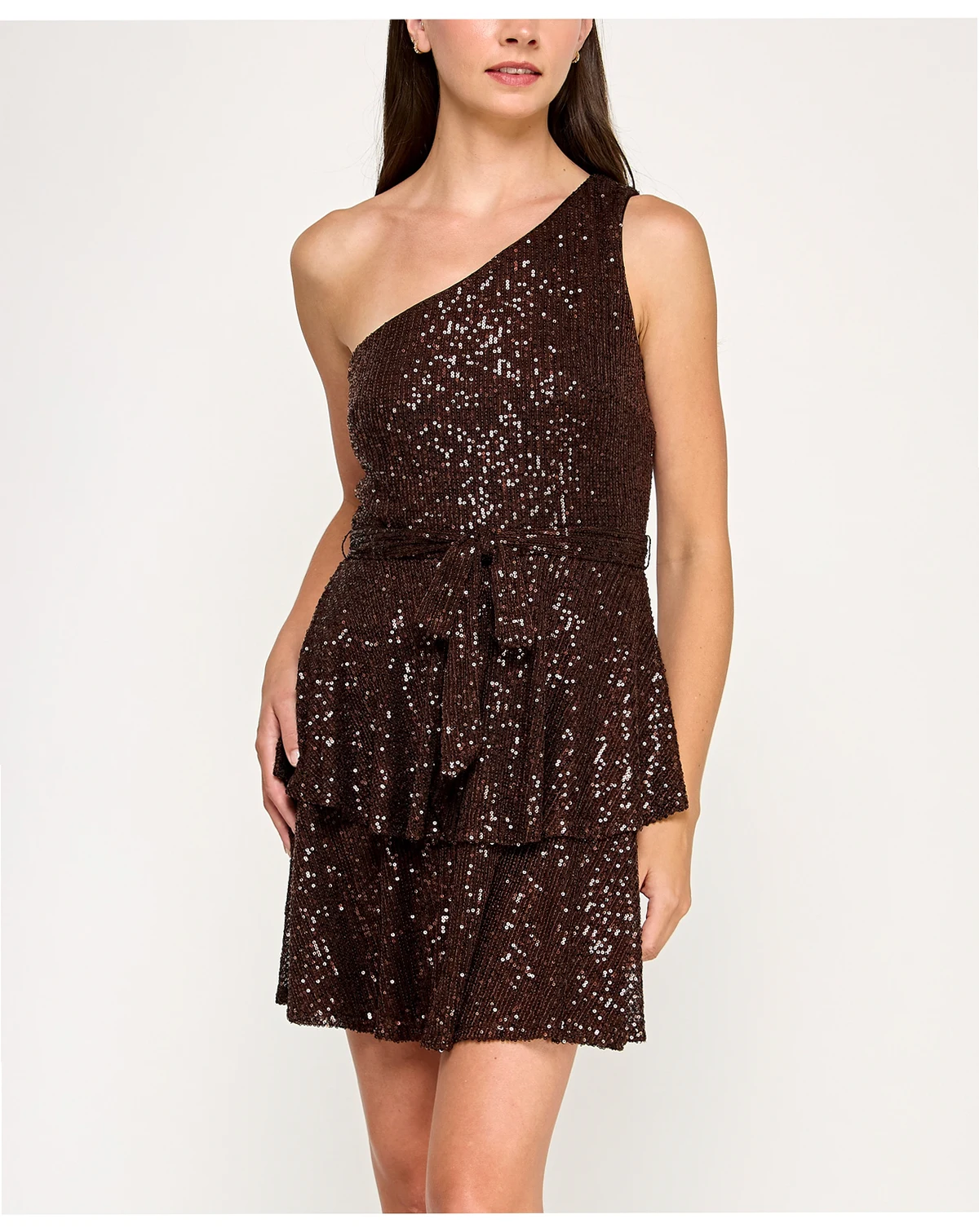 Juniors' One Shoulder Sequin Embellished Short Dress
