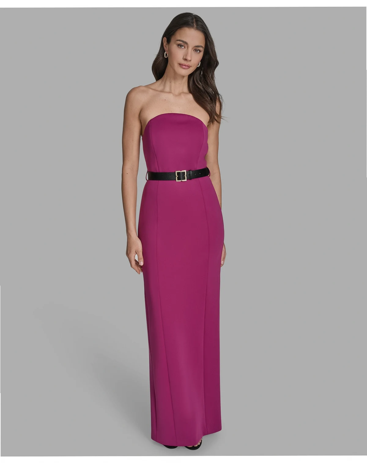 Scuba Women's Strapless Belted Maxi Dress