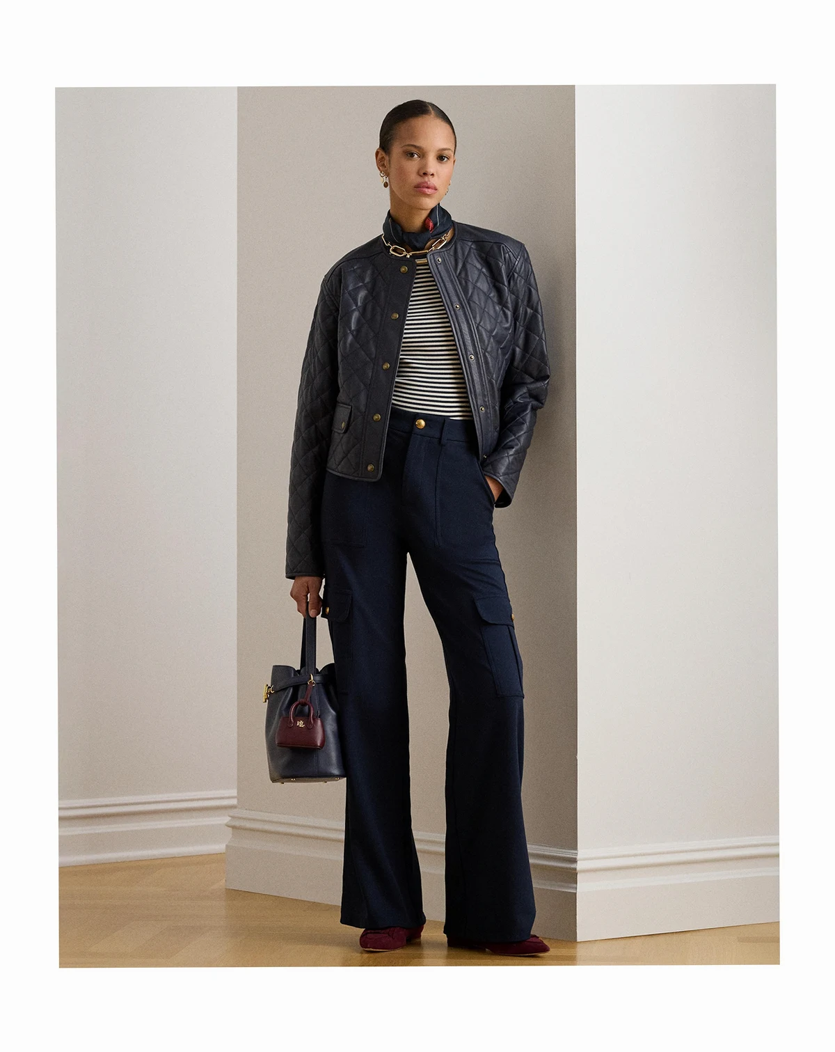 Women's Ponte Wide-Leg Cargo Pants