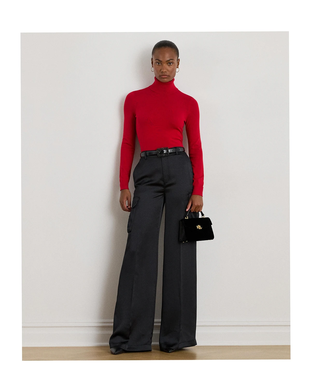 Women's Satin Charmeuse Wide-Leg Cargo Pants