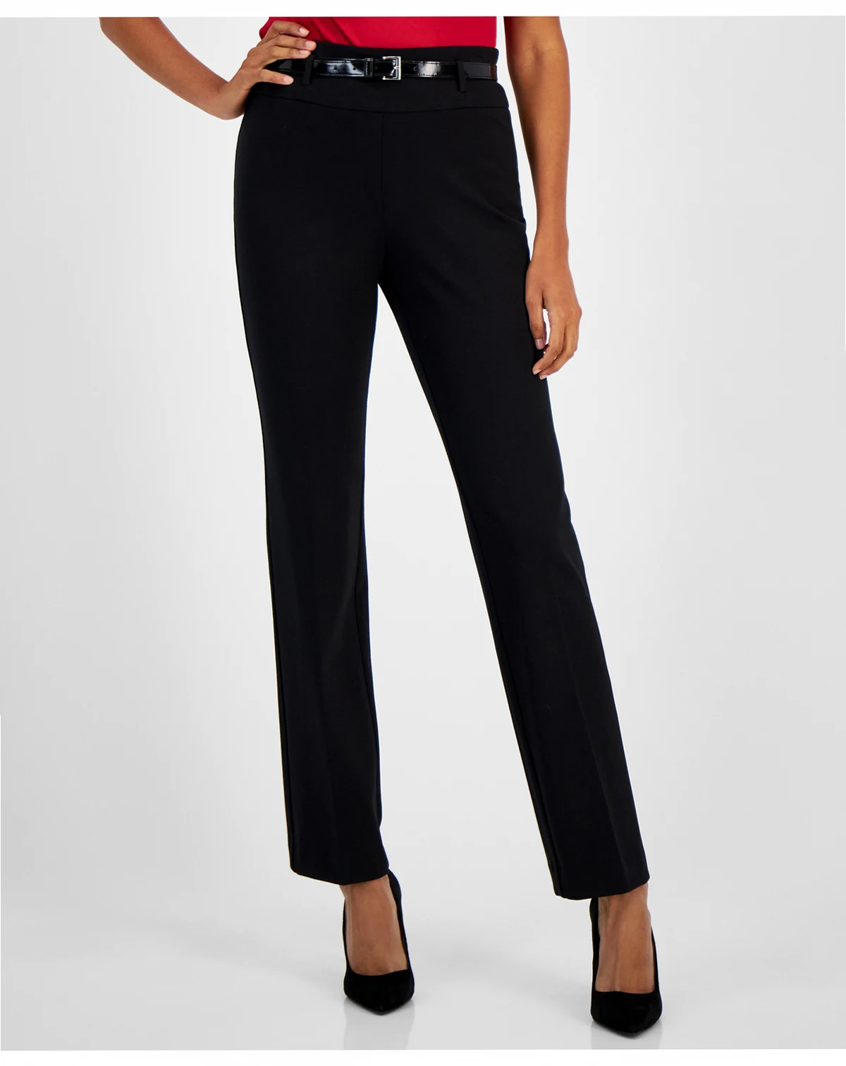 Women's Compression High-Rise Belted Bootcut Pants, Regular & Petite