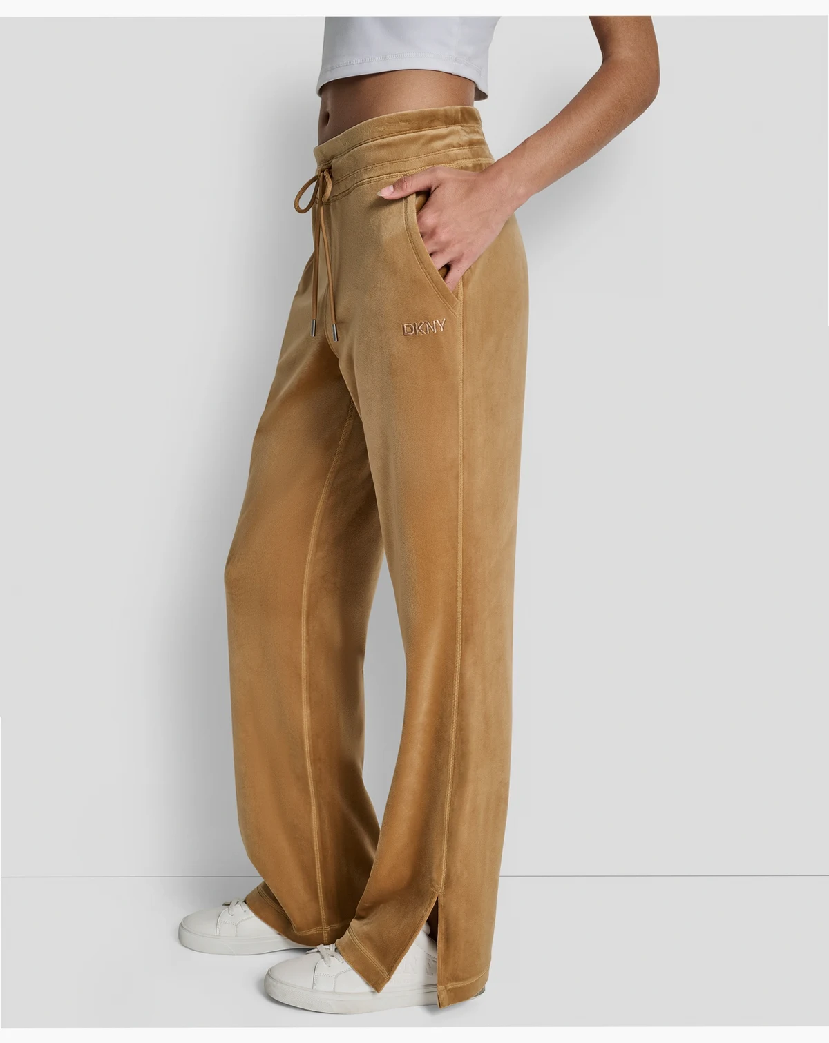Women's Super Soft Velour HD Embroidery Logo Slit Track Pants