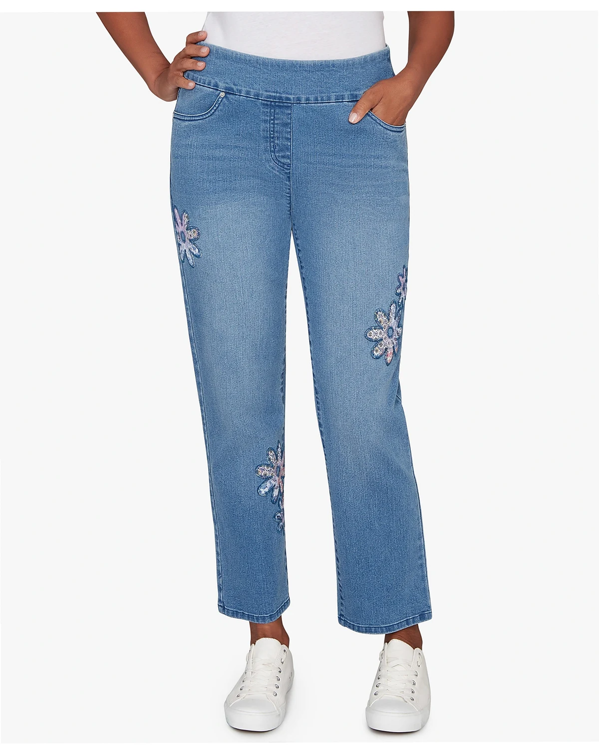 Women's Hilton Head Floral Applique Detail Average Length Pants