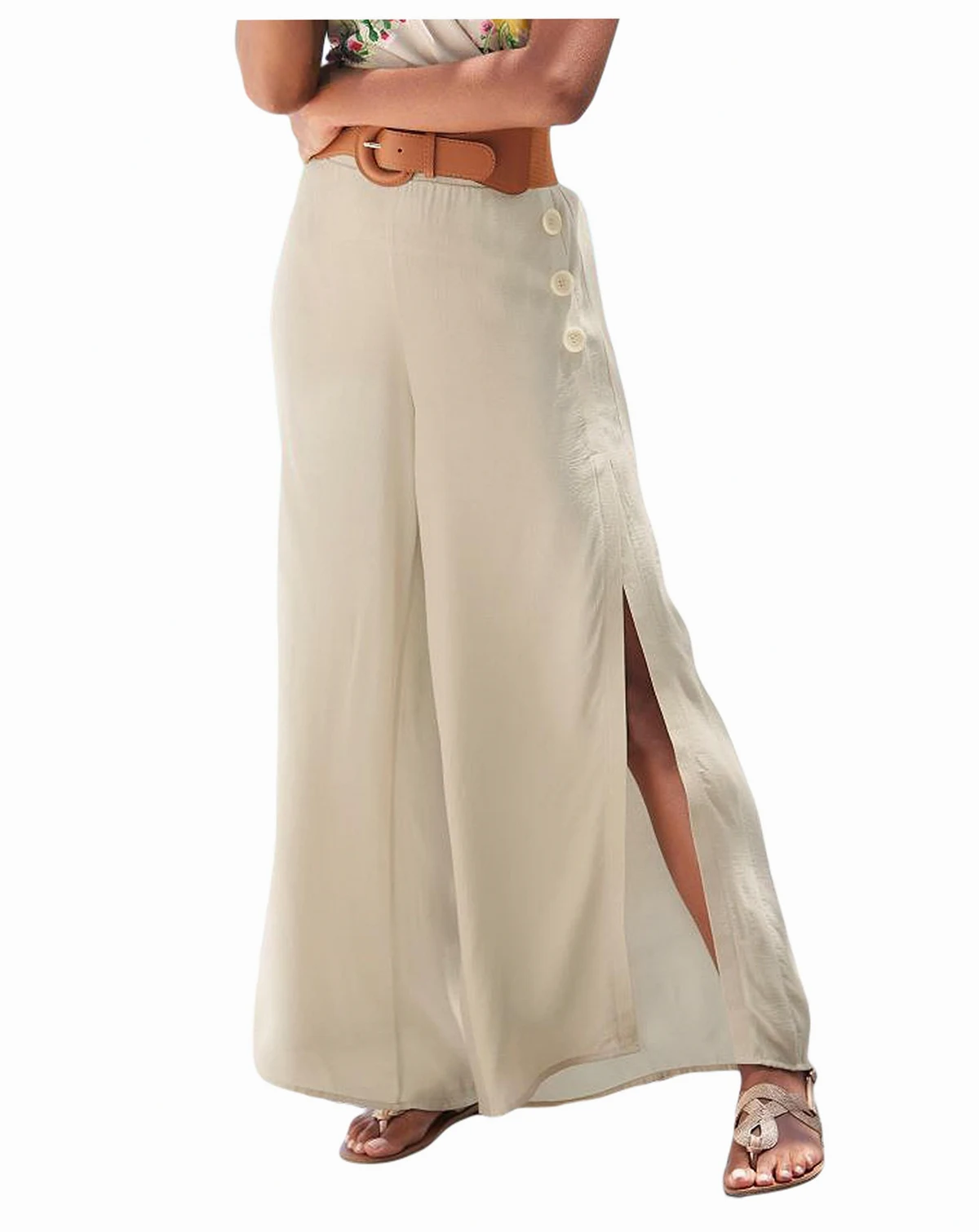 Women's Side Slit Wide Leg Pants