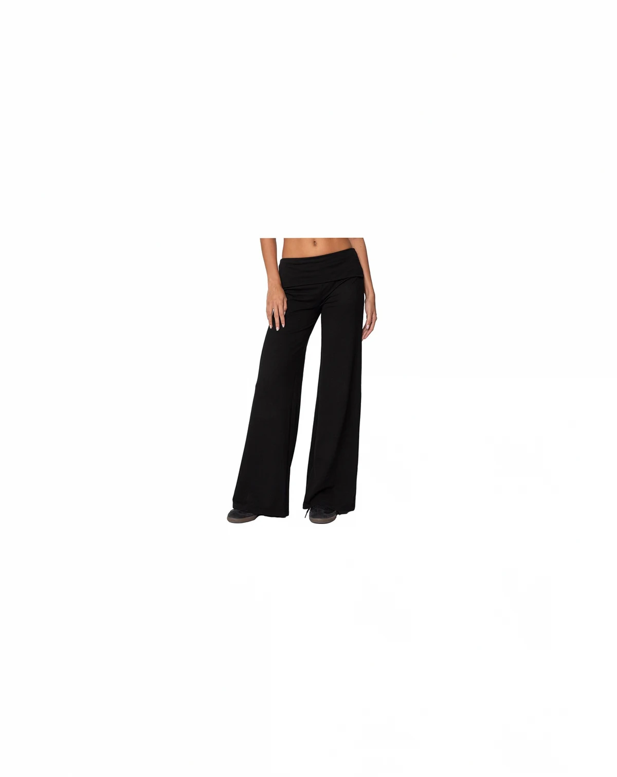 Womens Wide Leg Fold Over Pants