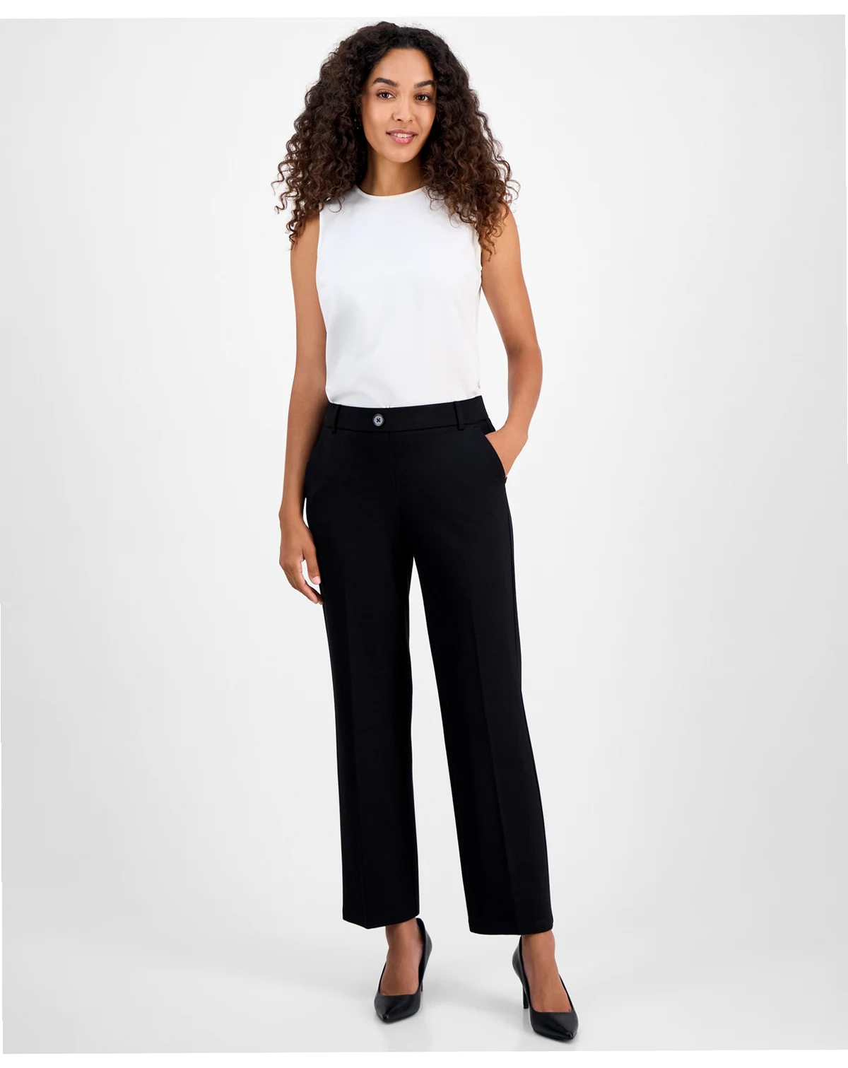 Women's Mid-Rise Pull-On Straight-Leg Pants, Regular & Petite