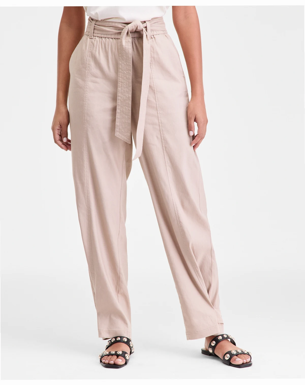 Women's Tie-Waist Linen Blend Pants, Macy's Exclusive