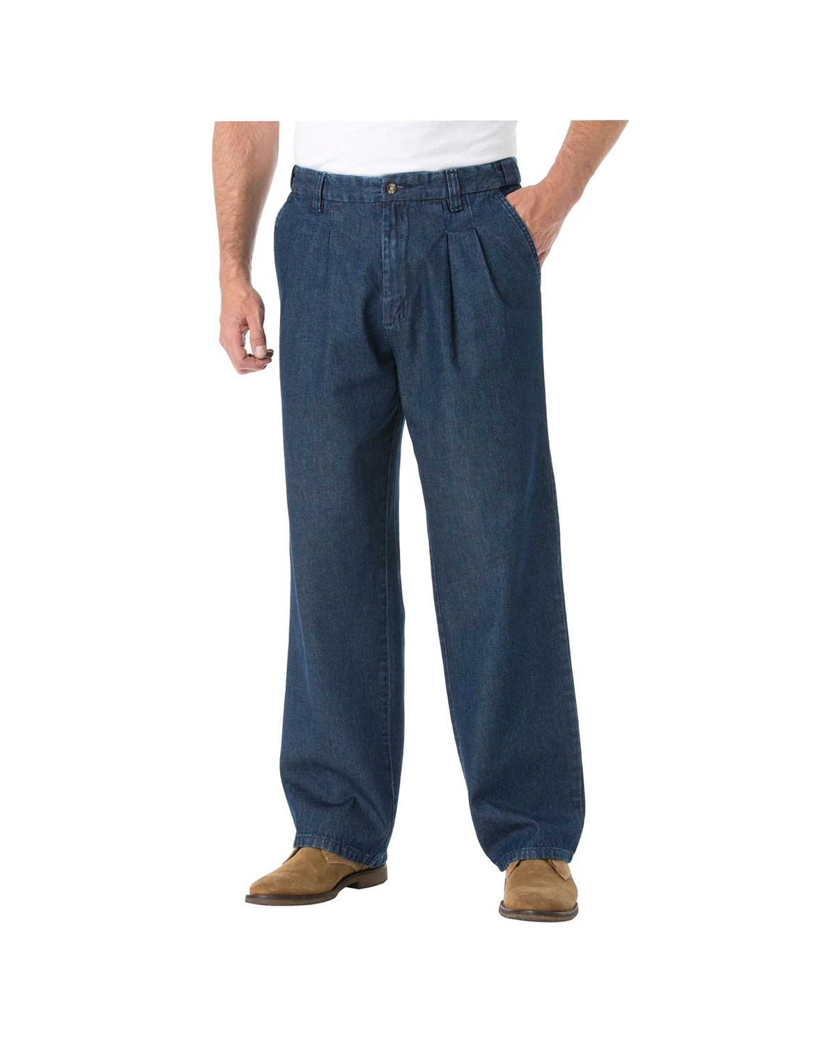 Big & Tall Relaxed Fit Comfort Waist Pleat-Front Expandable Jeans