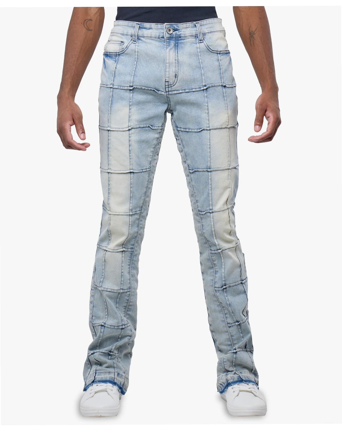 Men's Box Panel Fashion Stacked Jeans