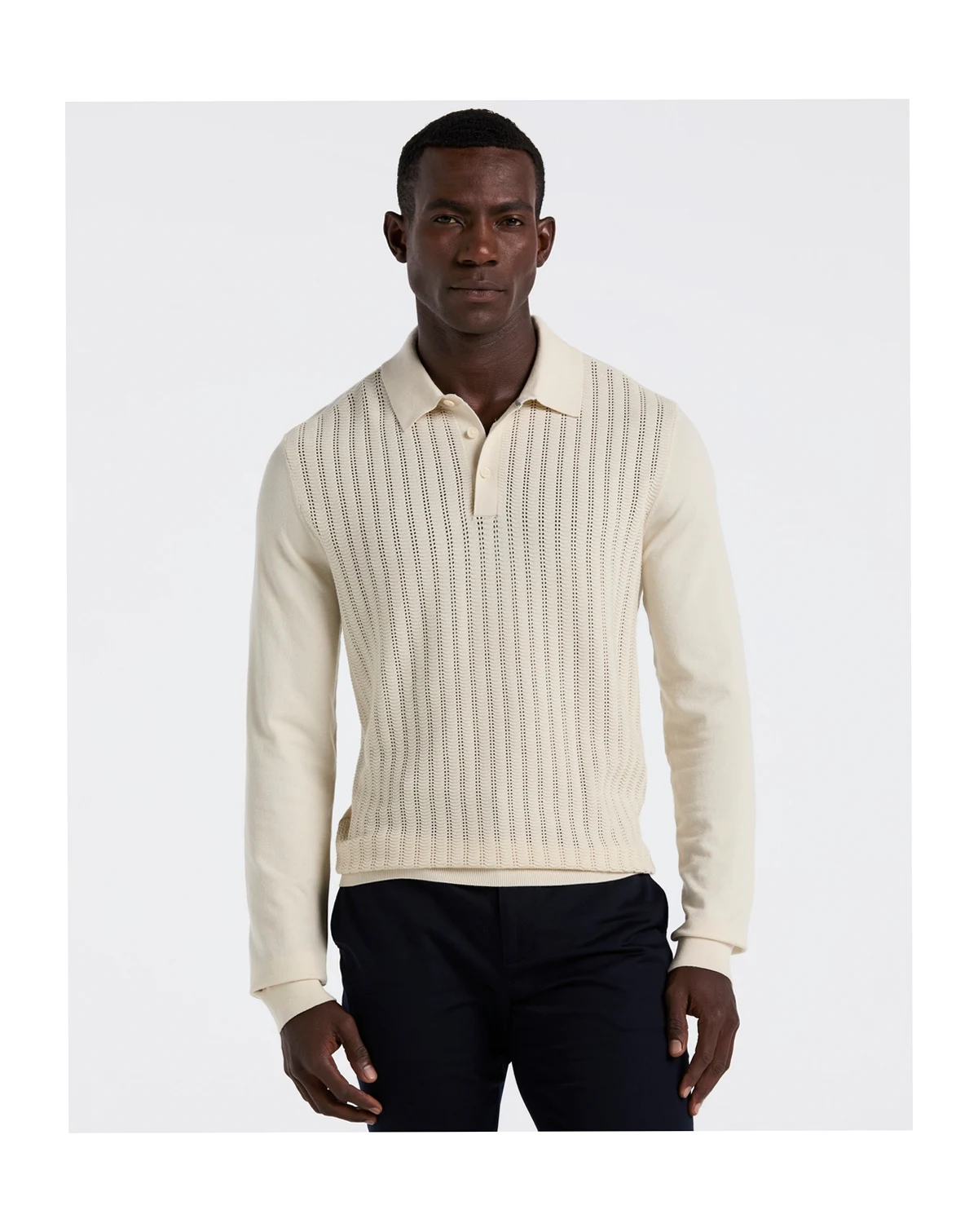 Men's Textured Front Polo Sweater
