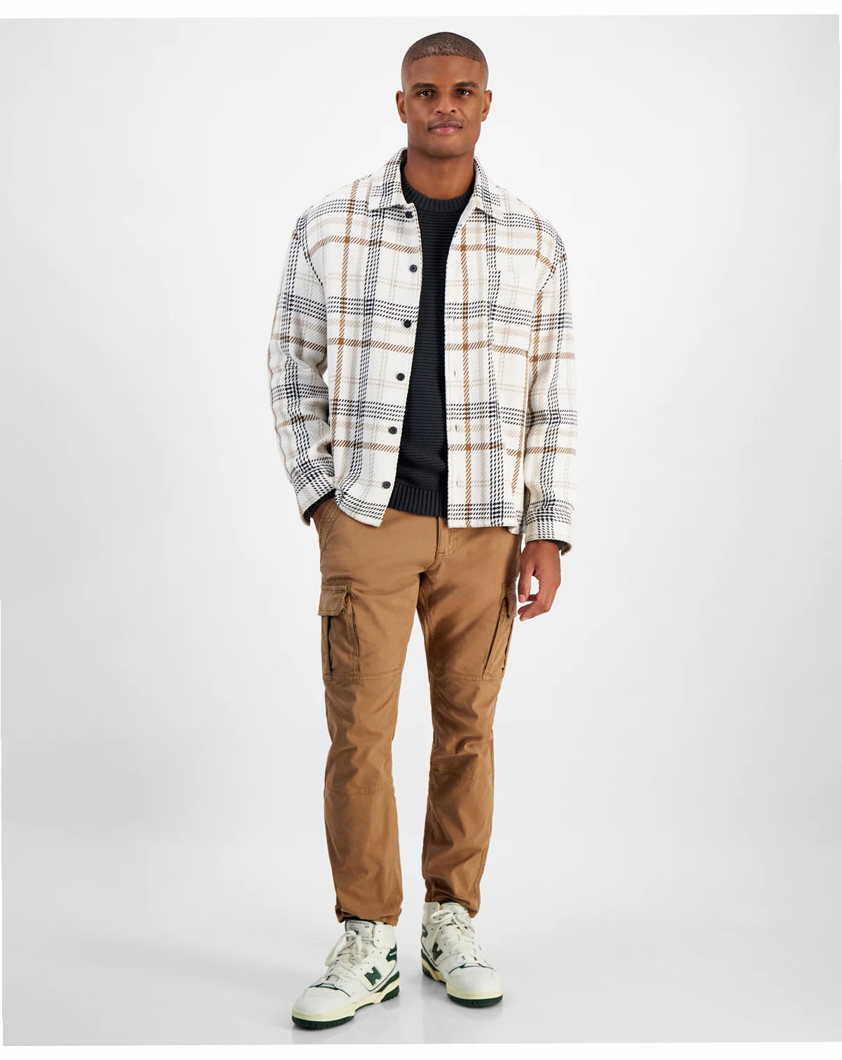 Men's August Long Sleeve Button-Front Plaid Overshirt, Created for Macy's