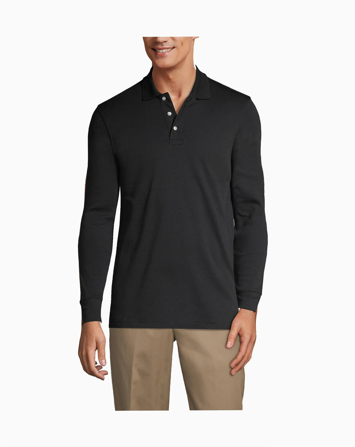 Men's School Uniform Long Sleeve Interlock Polo Shirt