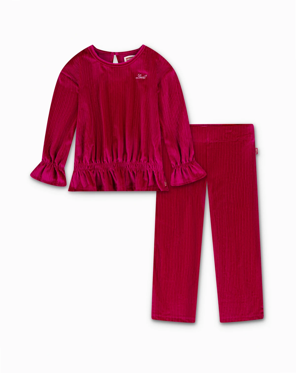 Toddler Girls 2-Piece  Long Sleeve Top and Wide Pants Velour Set