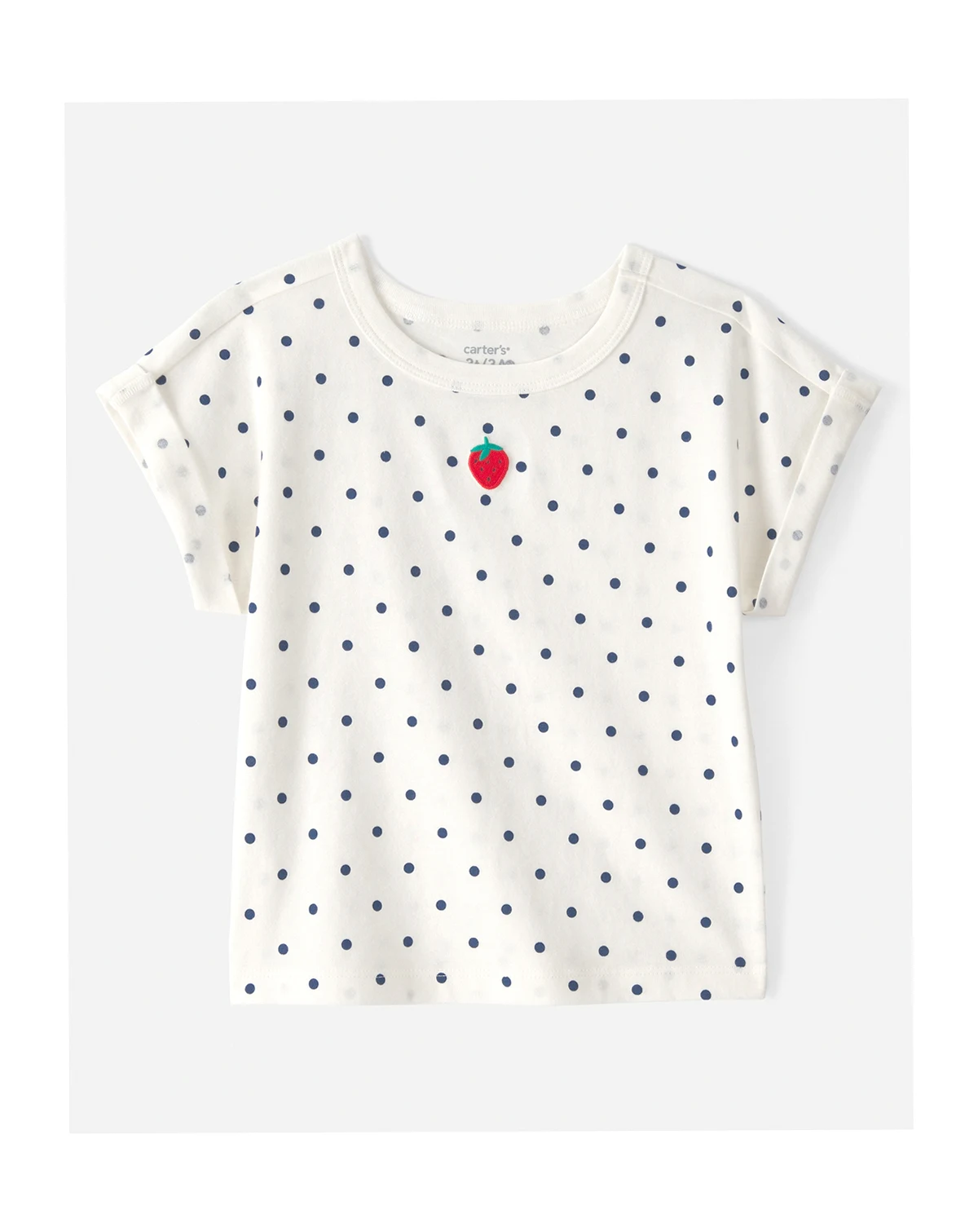 Girls' Toddler 2T-5T Strawberry Polka Dot Short-Sleeve Top
