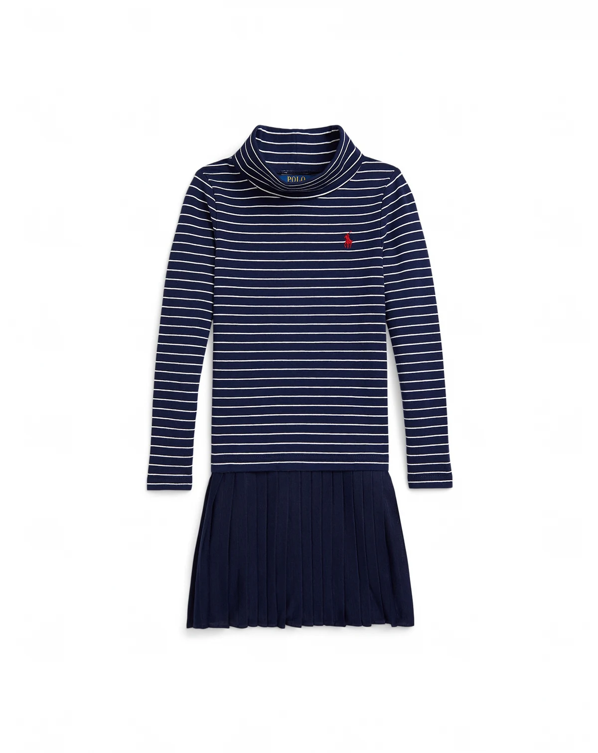 Girls' 2T-6X Striped Stretch Turtleneck Dress