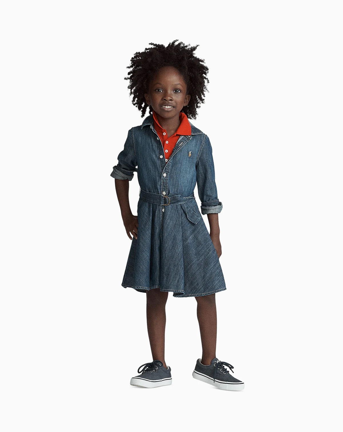 Toddler and Little Girls Belted Cotton Chino Shirtdress