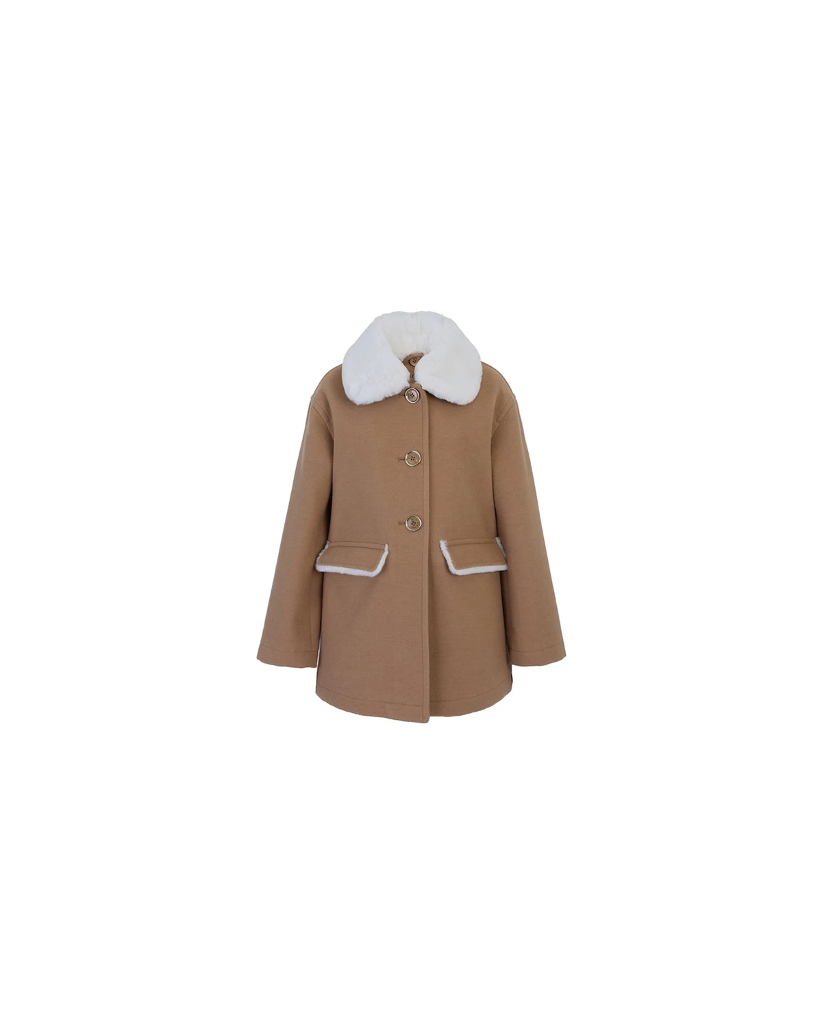 Toddler and Little Girls Detachable Faux Rabbit Fur Collar Jacket