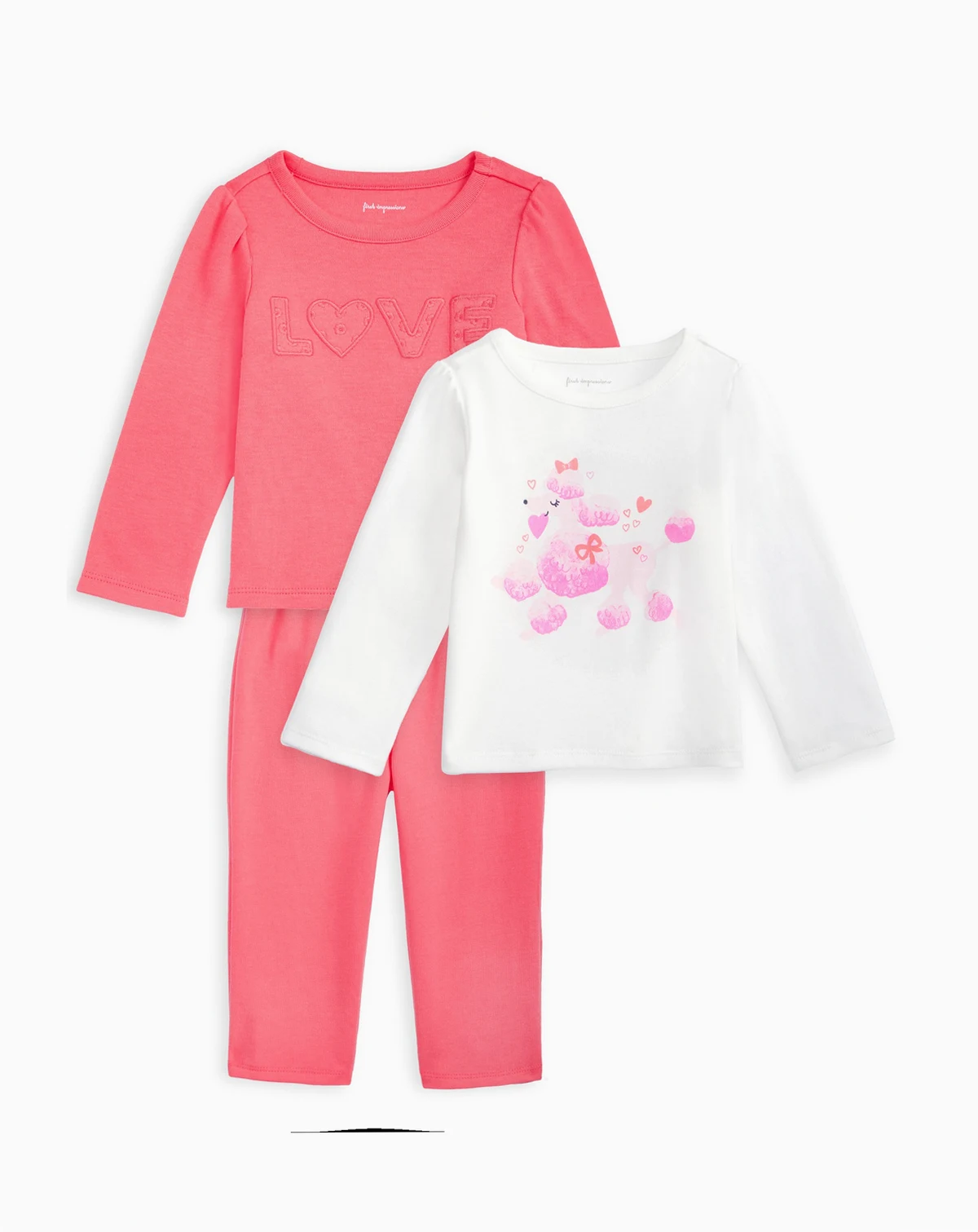 Baby Girls and Toddler 2T-4T Poodle T-Shirt, Love T-Shirt and Straight-Leg Pants, Macy's Exclusive