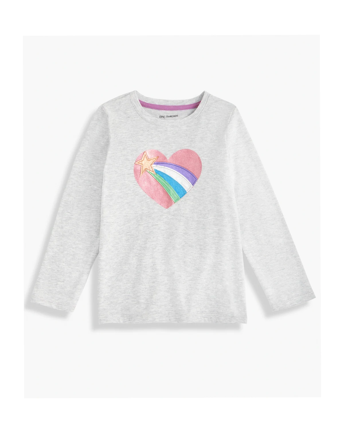Toddler Girls Metallic Heart Long-Sleeve T-Shirt, Macy's Exclusive
