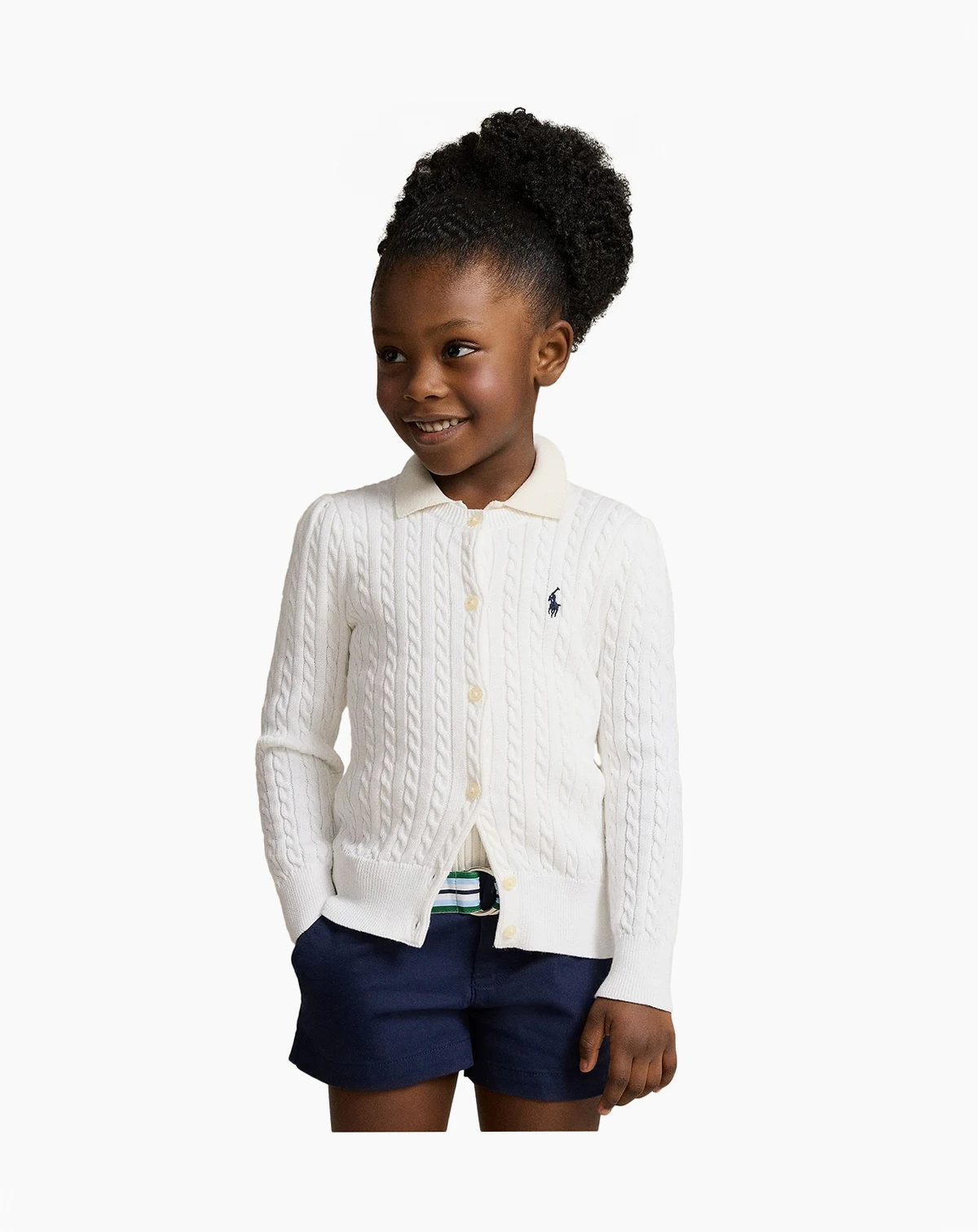Girls' 2T-6X Cable-Knit Cotton Cardigan