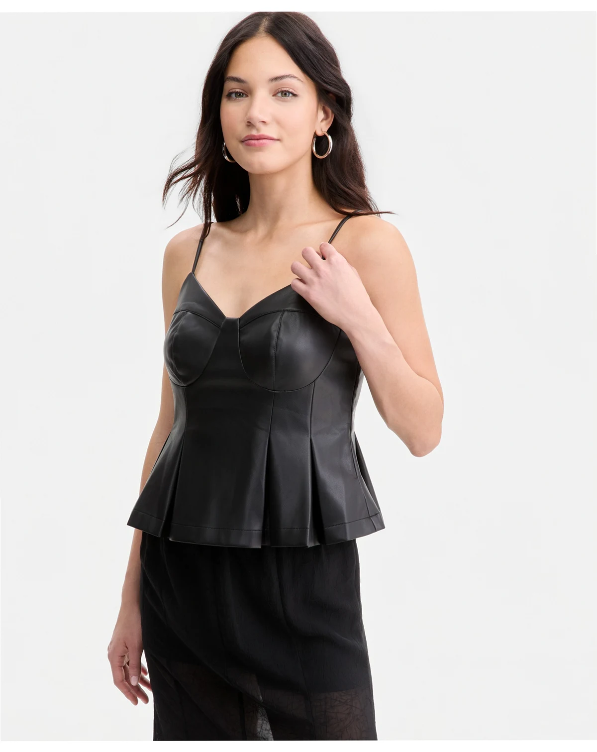 Women's Faux-Leather Peplum Top, Macy's Exclusive