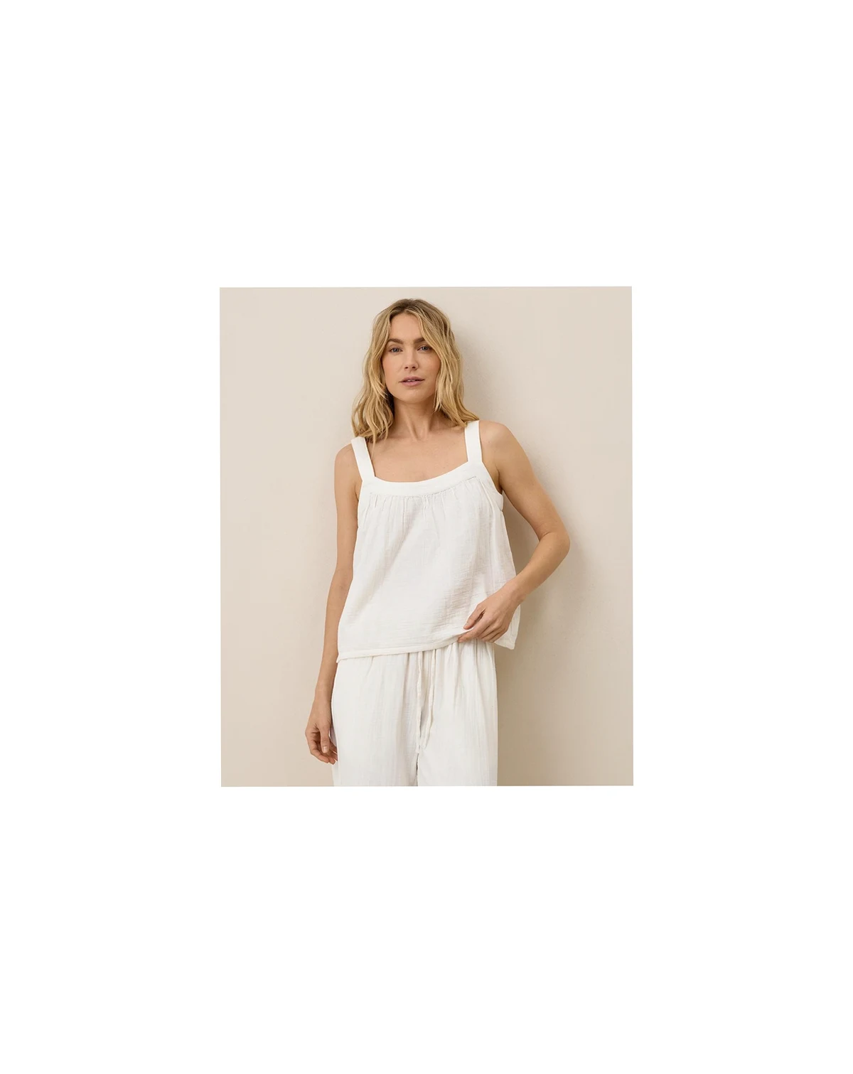 Women's Organic Cotton Coastal Double Gauze Square Neck Cami