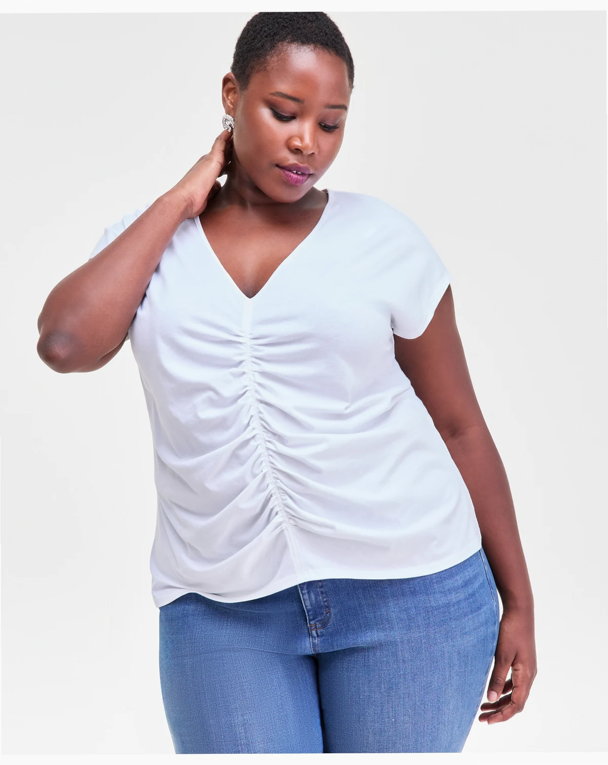 Plus Size Cotton Ruched Top, Macy's Exclusive