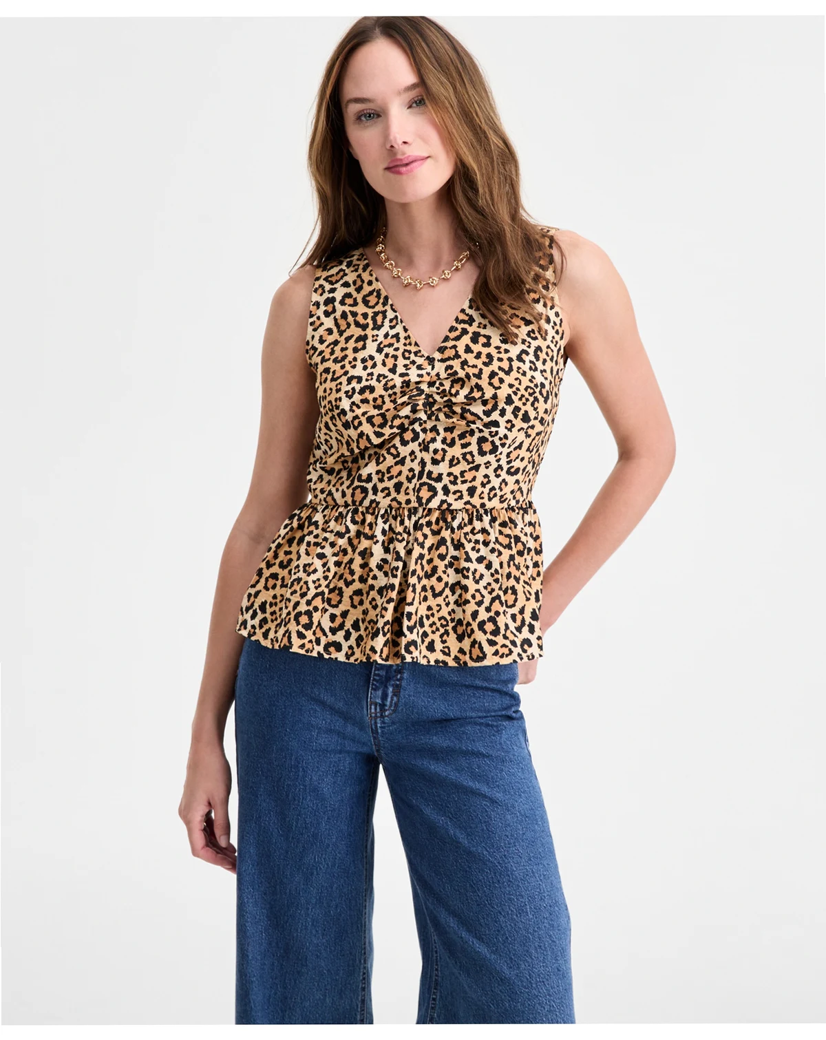Women's Printed Sleeveless Peplum Top, Macy's Exclusive