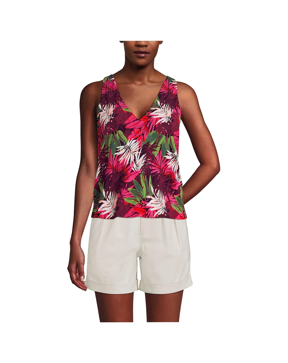 Women's Lightweight Jersey Blouson Vneck Tank