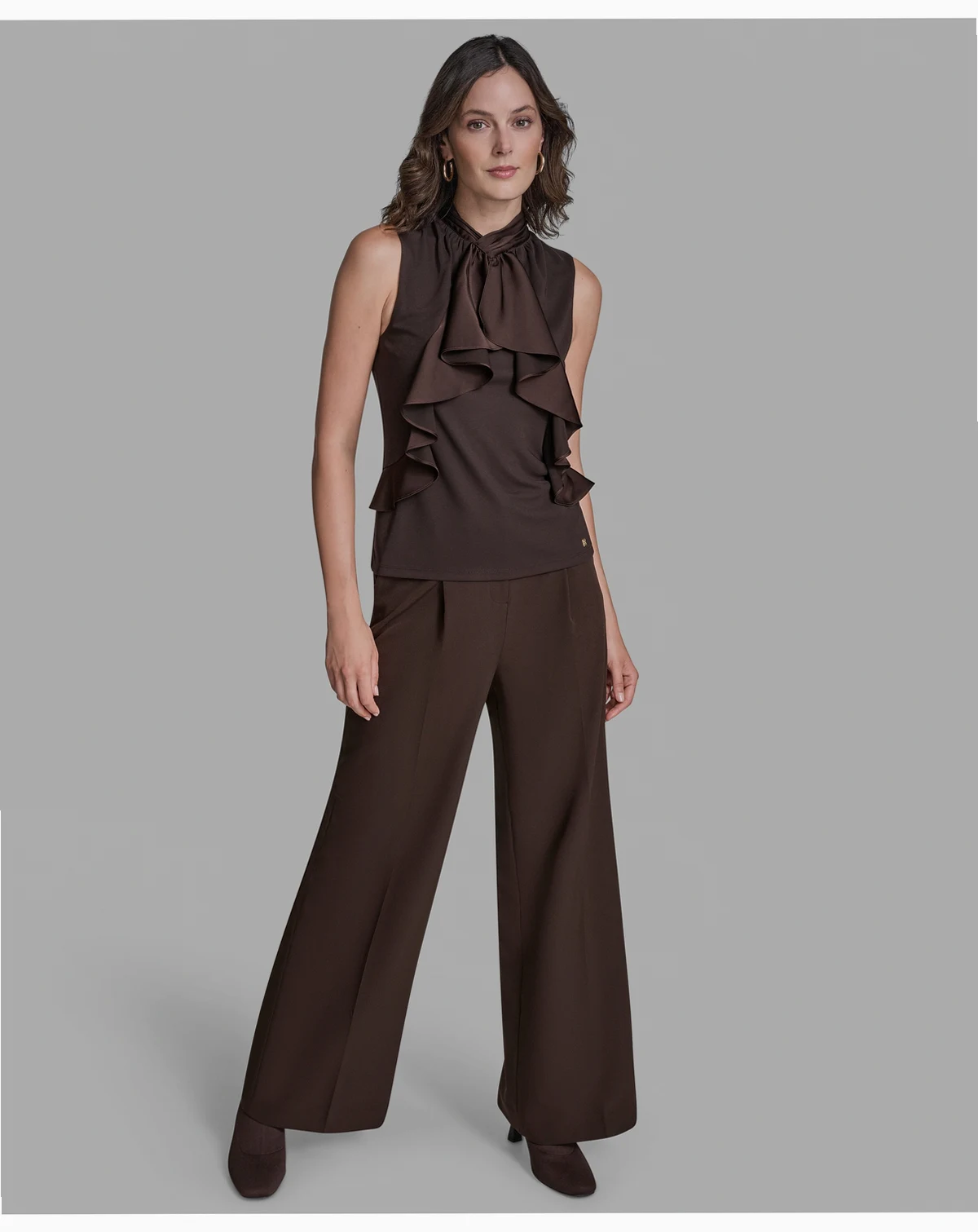 Women's Sleeveless Ruffle Front Blouse
