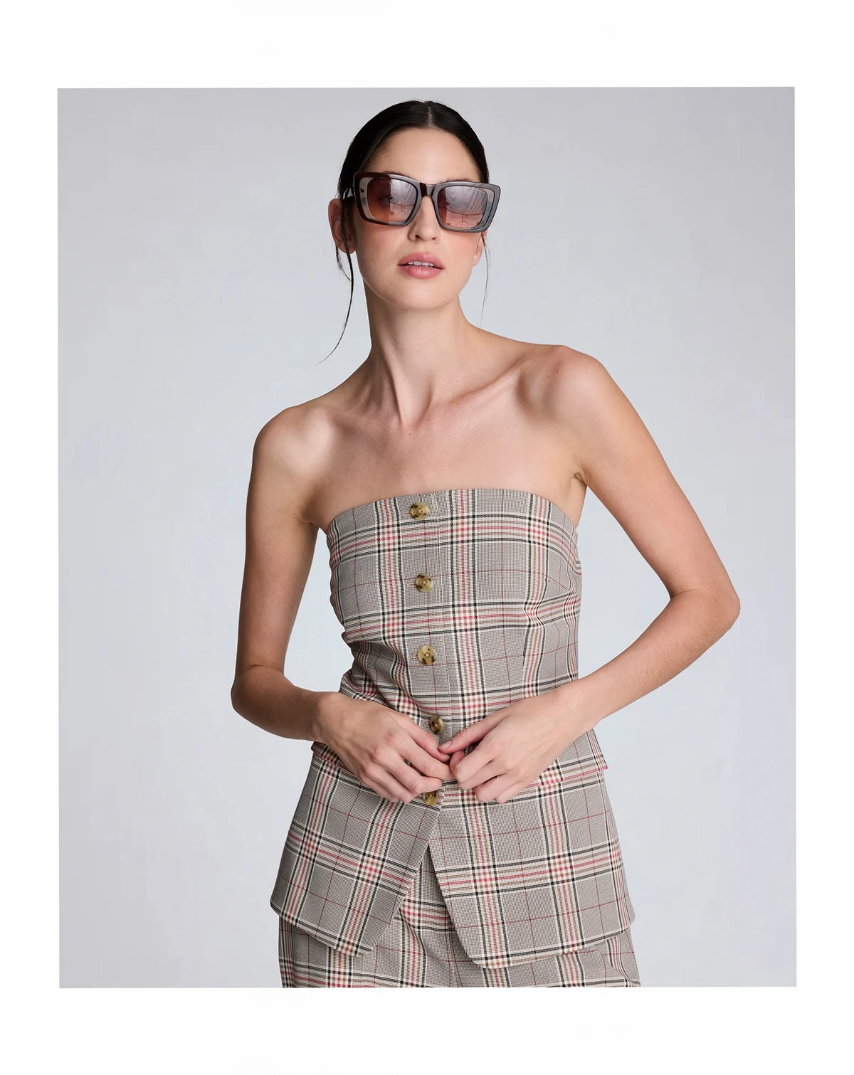 Women's Strapless Button-Front Shirt Vest