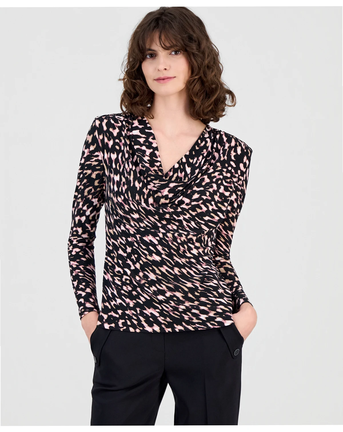 Women's Printed Cowlneck Top
