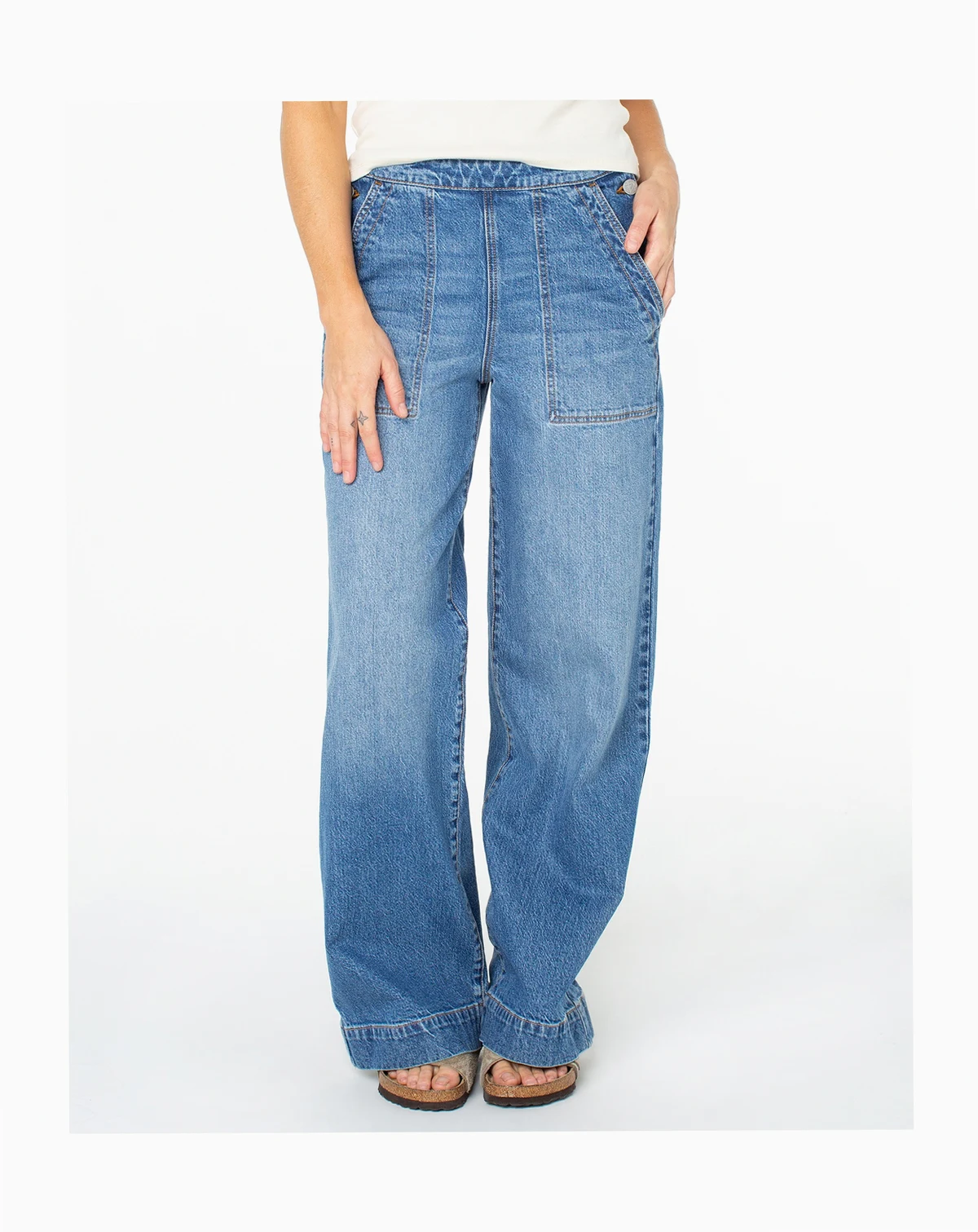 Women's Sea Plume Fixed Waist Denim Mid-Rise Jeans