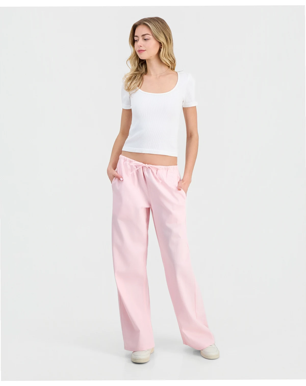 Juniors' Drawstring-Waist Wide-Leg Jeans